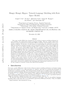 First page of Hungry Hungry Hippos: Towards Language Modeling with State Space Models