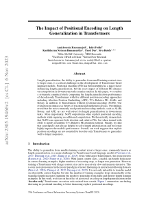 First page of The Impact of Positional Encoding on Length Generalization in Transformers