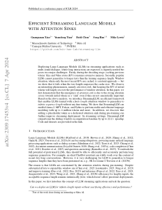 First page of Efficient Streaming Language Models with Attention Sinks