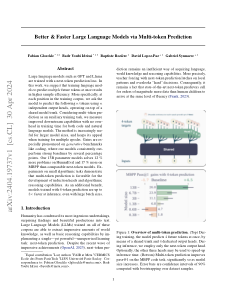 First page of Better & Faster Large Language Models via Multi-token Prediction