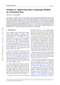 First page of Gemma 2: Improving Open Language Models at a Practical Size